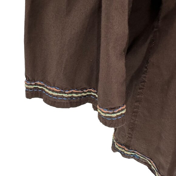 Talbots Womens Embroidered Brown 3/4 Sleeve V-Neck Stretch Top Size XL - Picture 7 of 9